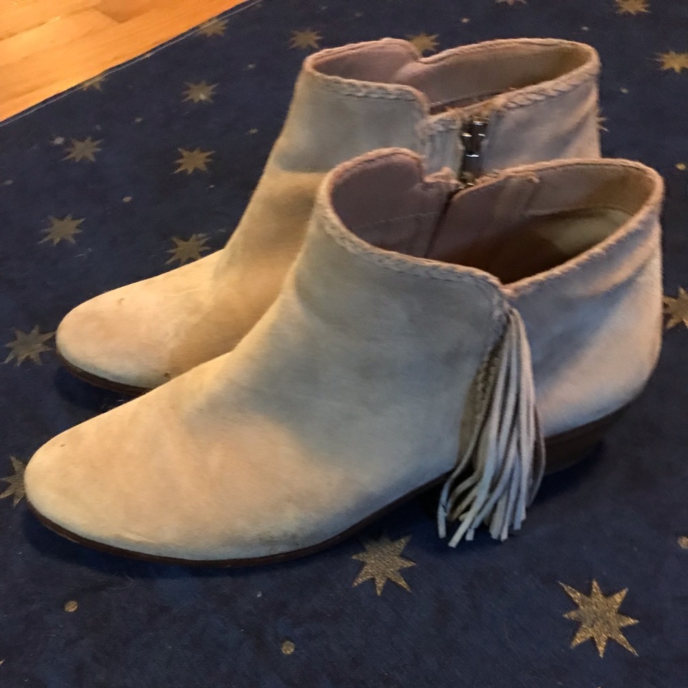 Suede Fringe Ankle Boots, 8.5, 9